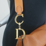 Vintage Christian Dior Baudrier Large Crossbody Saddle Bag Brown Leather
