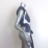 Stella McCartney One-Shoulder Top Blue/White Striped Polka Dot Cotton Size 42