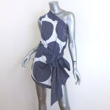 Stella McCartney One-Shoulder Top Blue/White Striped Polka Dot Cotton Size 42