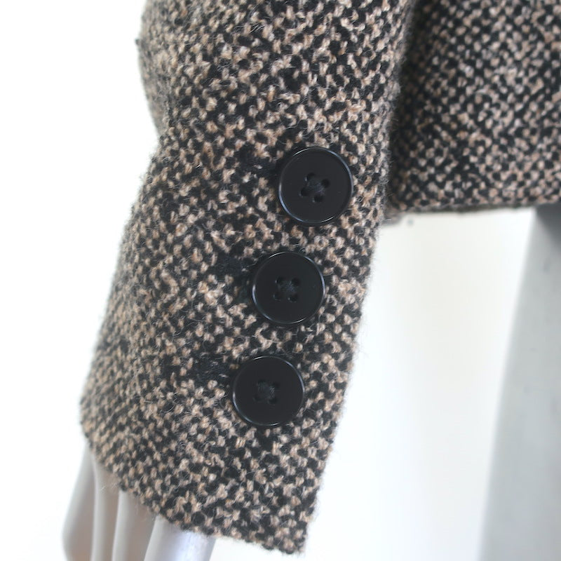 Ralph Lauren Collection Tweed Blazer Taupe/Black Cashmere-Blend Size 6