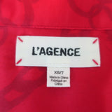 L'Agence Dani Blouse Red Chain Print Silk Size Extra Small Button-Up Top