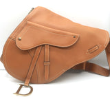 Vintage Christian Dior Baudrier Large Crossbody Saddle Bag Brown Leather