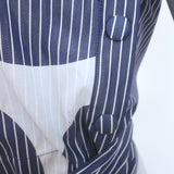 Stella McCartney One-Shoulder Top Blue/White Striped Polka Dot Cotton Size 42