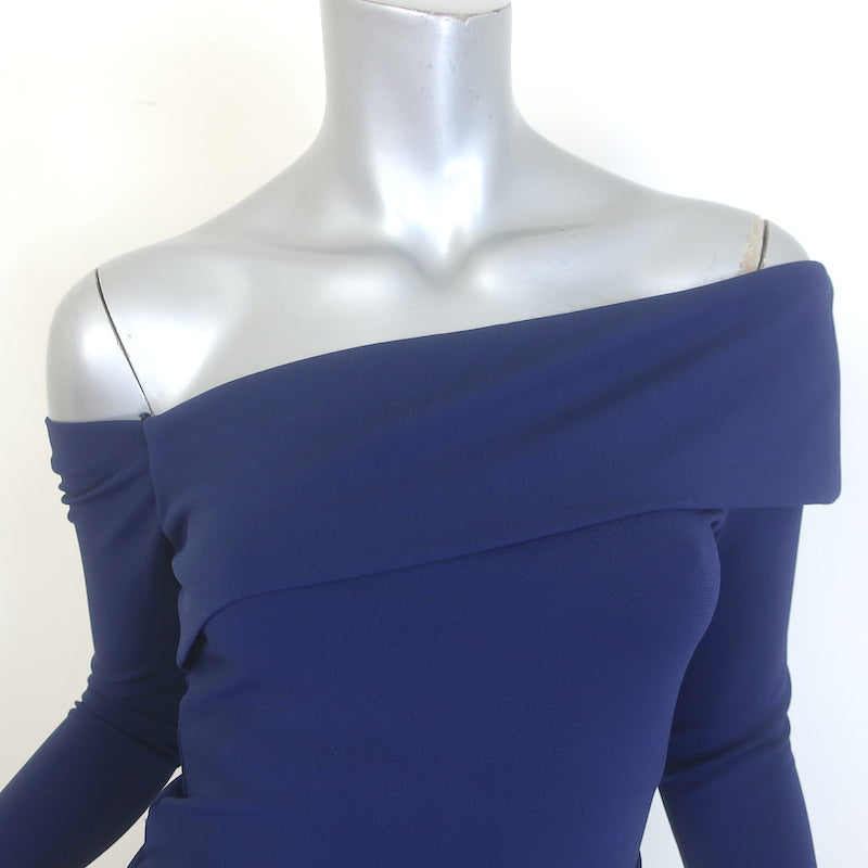 Nicole Miller Structured Off the Shoulder Dress Navy Heavy Jersey Size 6