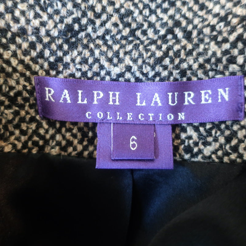 Ralph Lauren Collection Tweed Blazer Taupe/Black Cashmere-Blend Size 6