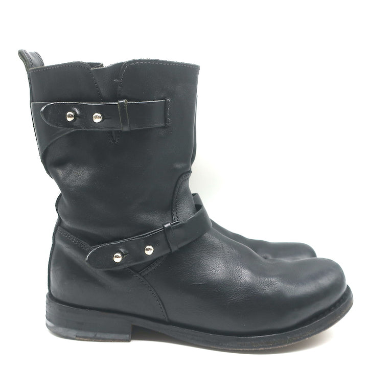 Rag &amp; Bone Moto Boots Black Leather Size 8 Flat Ankle Boots
