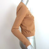 L'Agence Toulouse Cropped Cardigan Camel Stretch Knit Size Extra Small NEW