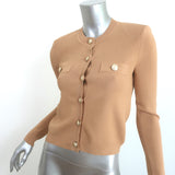 L'Agence Toulouse Cropped Cardigan Camel Stretch Knit Size Extra Small NEW