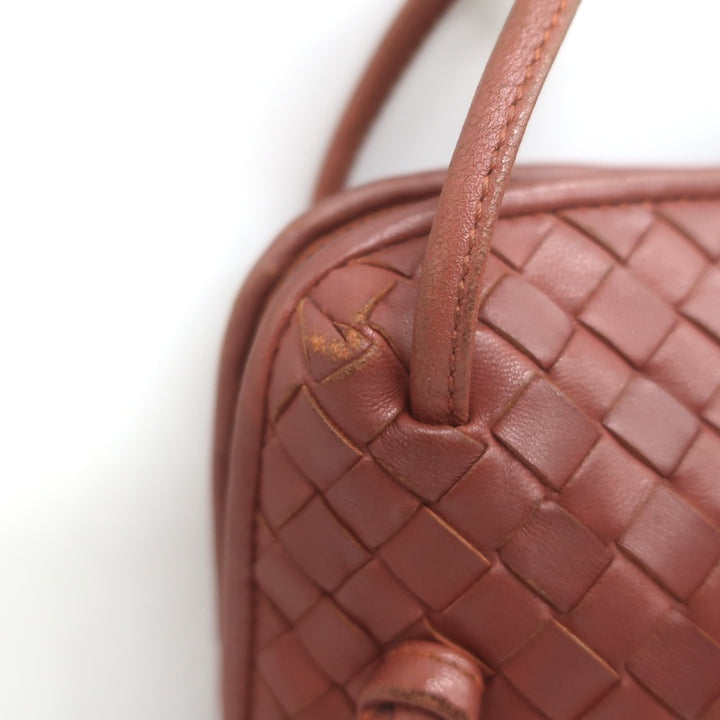 Bottega Veneta Nodini Crossbody Bag Rust Intrecciato Leather