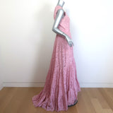 Alexander McQueen Tiered Ruffled Lace Sleeveless Gown Pink Cotton-Blend Size 44