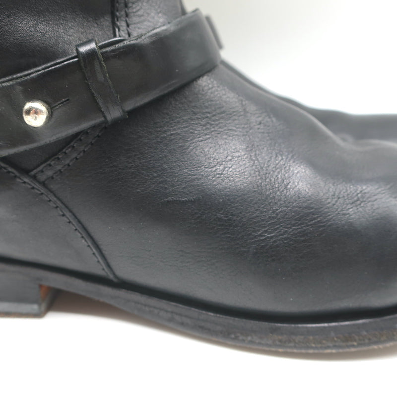 Rag &amp; Bone Moto Boots Black Leather Size 8 Flat Ankle Boots