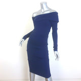 Nicole Miller Structured Off the Shoulder Dress Navy Heavy Jersey Size 6