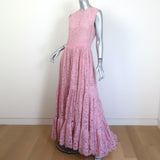 Alexander McQueen Tiered Ruffled Lace Sleeveless Gown Pink Cotton-Blend Size 44