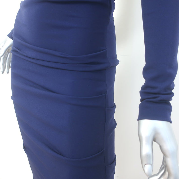 Nicole Miller Structured Off the Shoulder Dress Navy Heavy Jersey Size 6