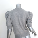 Frame Frankie Cashmere Puff Sleeve Crewneck Sweater Heather Gray Size Small