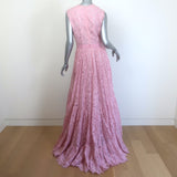 Alexander McQueen Tiered Ruffled Lace Sleeveless Gown Pink Cotton-Blend Size 44