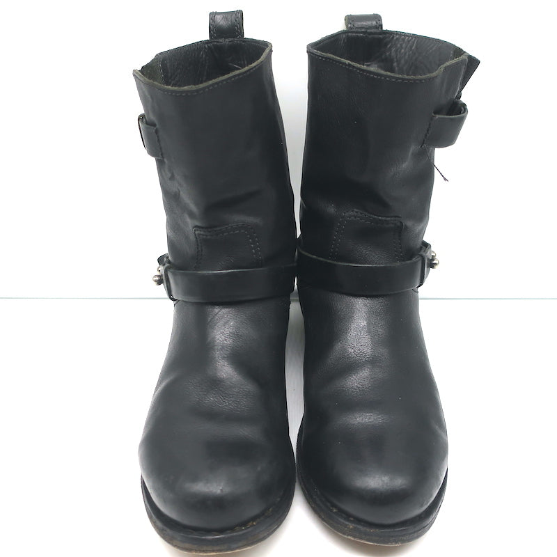 Rag &amp; Bone Moto Boots Black Leather Size 8 Flat Ankle Boots