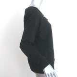 Saint Laurent Studded Leather Detail Sweatshirt Black Cotton Size Large