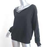 Saint Laurent Studded Leather Detail Sweatshirt Black Cotton Size Large