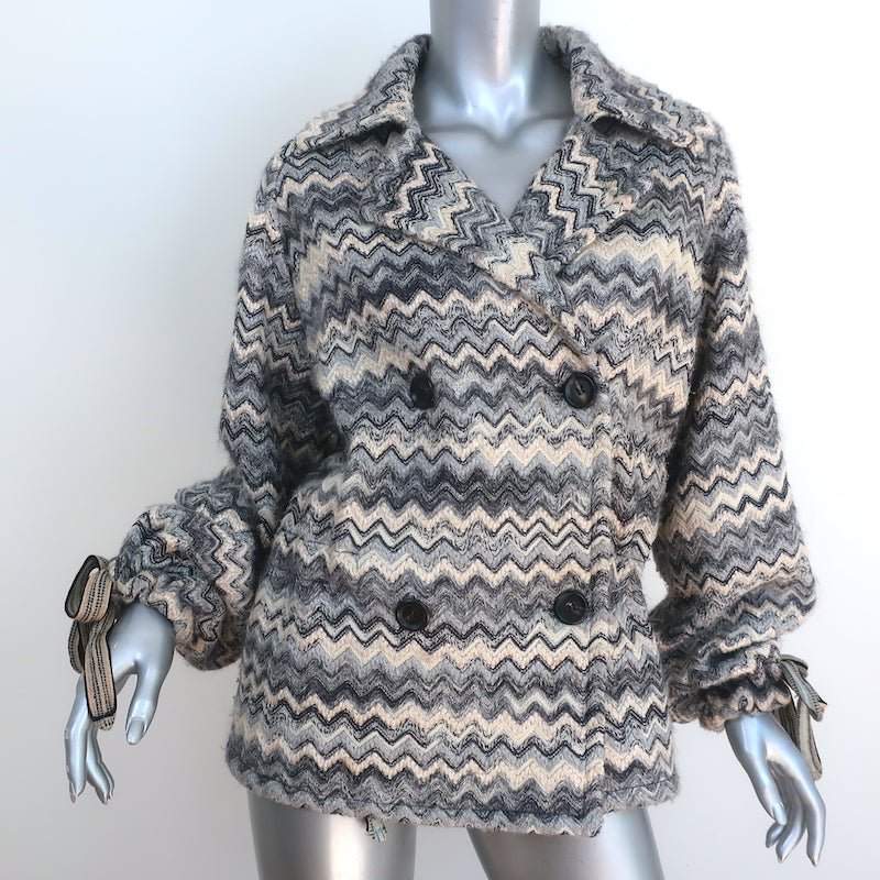 Missoni zig-zag short-sleeve knitted dress - Blue