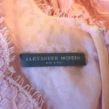 Alexander McQueen Tiered Ruffled Lace Sleeveless Gown Pink Cotton-Blend Size 44