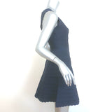 Herve Leger Jules Scalloped Edge A-Line Bandage Dress Navy Size Medium