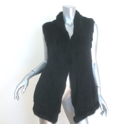 June Rabbit Fur Long Vest Black Size Small