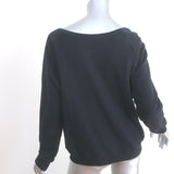 Saint Laurent Studded Leather Detail Sweatshirt Black Cotton Size Large