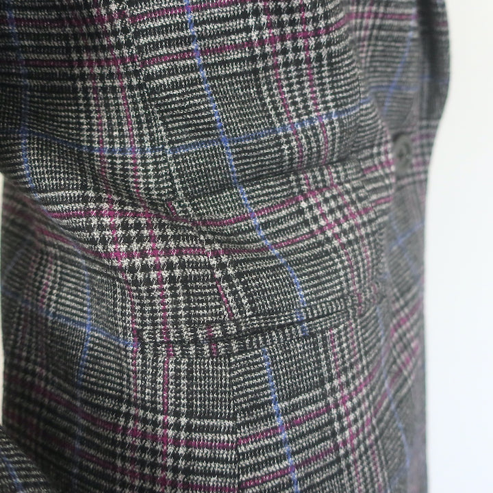 Veronica Beard Brock Dickey Jacket Dark Gray Checked Wool-Blend Size 10 NEW