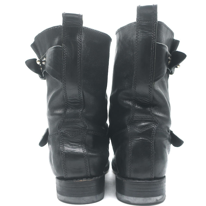 Rag &amp; Bone Moto Boots Black Leather Size 8 Flat Ankle Boots