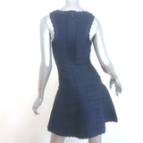 Herve Leger Jules Scalloped Edge A-Line Bandage Dress Navy Size Medium