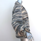 Missoni Double Breasted Jacket Blue/Cream Zig Zag Knit Size Medium
