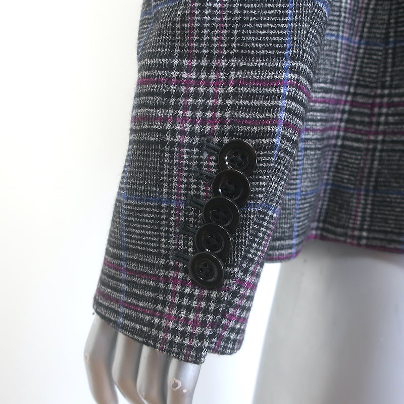 Veronica Beard Brock Dickey Jacket Dark Gray Checked Wool-Blend Size 10 NEW