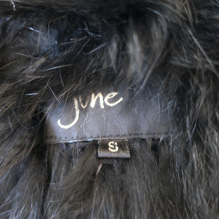 June Rabbit Fur Long Vest Black Size Small