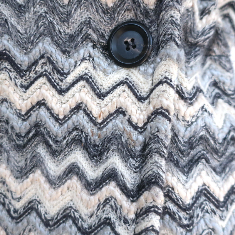 Missoni Double Breasted Jacket Blue/Cream Zig Zag Knit Size Medium