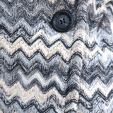 Missoni Double Breasted Jacket Blue/Cream Zig Zag Knit Size Medium