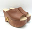 Dolce & Gabbana Brigitte Logo Wood Platform Wedge Sandals Brown Leather Size 36