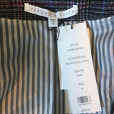 Veronica Beard Brock Dickey Jacket Dark Gray Checked Wool-Blend Size 10 NEW