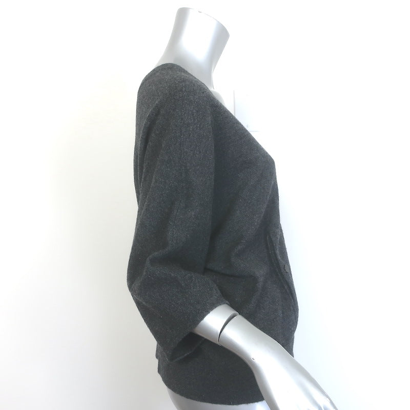 Brunello Cucinelli Cashmere Front-Pocket V-Neck Sweater Charcoal Size Small