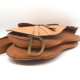 Vintage Christian Dior Baudrier Large Crossbody Saddle Bag Brown Leather