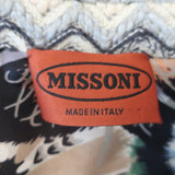Missoni Double Breasted Jacket Blue/Cream Zig Zag Knit Size Medium