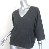 Brunello Cucinelli Cashmere Front-Pocket V-Neck Sweater Charcoal Size Small