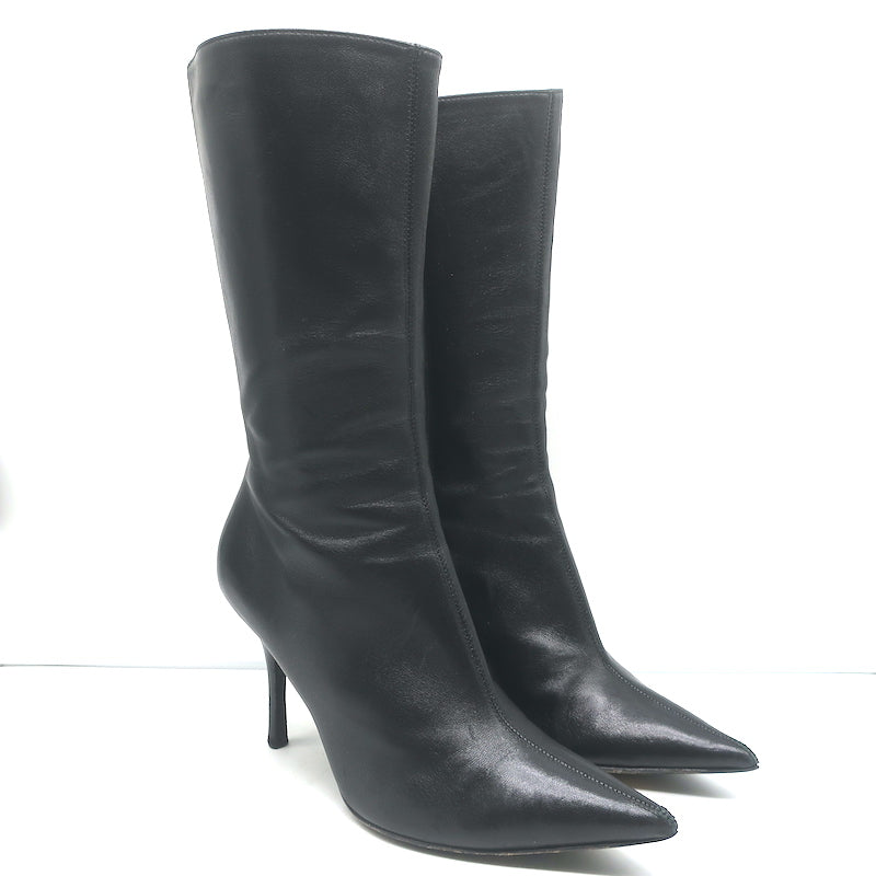 Faux Patent Leather Mid-calf Boots