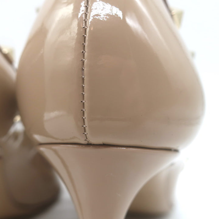 Valentino Rockstud Pointed Toe Pumps Nude Patent Leather Size 40