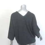 Brunello Cucinelli Cashmere Front-Pocket V-Neck Sweater Charcoal Size Small