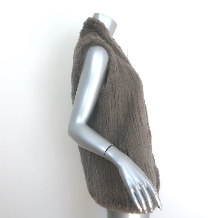June Rabbit Fur Long Vest Gray Size Medium
