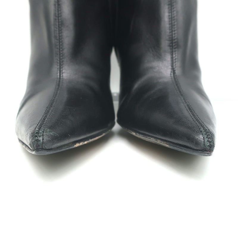 Giuseppe Zanotti Pointed Toe Mid-Calf Boots Black Leather Size 8.5