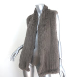 June Rabbit Fur Long Vest Gray Size Medium
