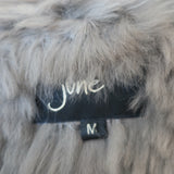 June Rabbit Fur Long Vest Gray Size Medium