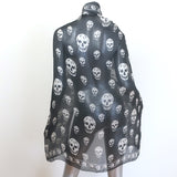 Alexander McQueen Classic Skull Scarf Black Silk Chiffon